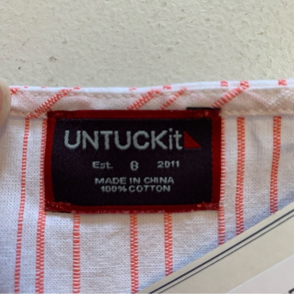 UNTUCKit Women’s Coral Stripe Cotton Durfort Tunic Top Size 8 NWT - Picture 9 of 15
